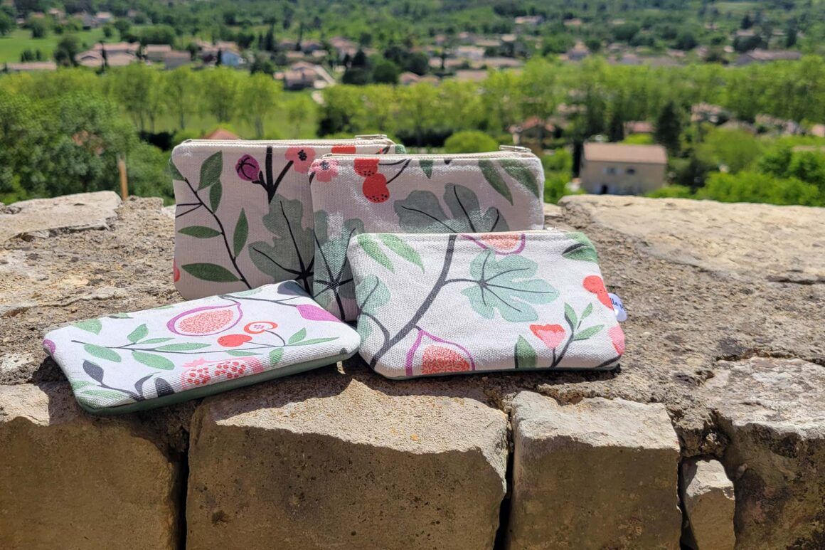 Pochette tissu figue petit format